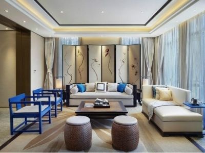 国际新城120平米三居室新中式风格装修案例