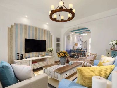 金城新天地129平米三居室地中海风格装修效果图