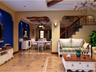 新区绿地国宝21城三居室装修田园风格