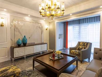 奥体金茂悦美式风格155平米三居室装修案例