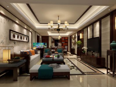 华润幸福里140平米中式四居室装修案例