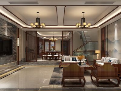 泰禾红树林中式风格600平米别墅装修案例