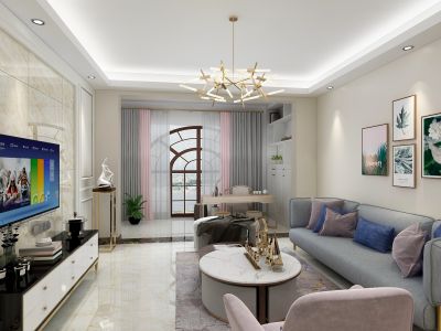 中海现代美式风三居装修设计效果图