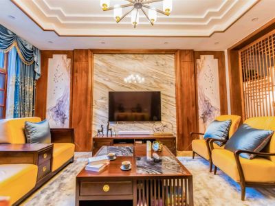 美耀湾别墅340平新中式风格装修案例