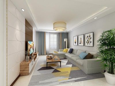 万隆国际125平三居室现代风格案例