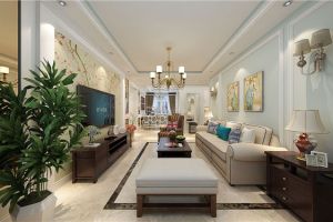 【城市人家装饰】哈尔滨中海寰宇天下美式风格138平米装修效果图案例