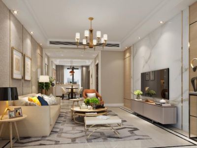 渭南波涛装饰-通达·臻品144平米四居室混搭风格装修效果图