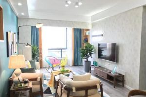 【龙发装饰公司】80平现代简约两居室小房 墨绿色墙面时尚清爽