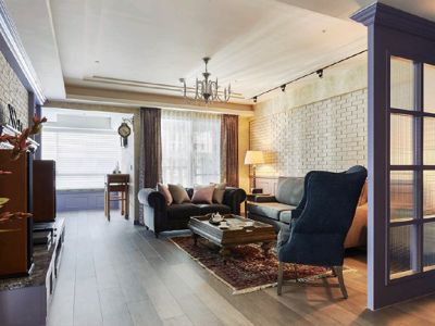 蝶锦台130平米美式乡村风格装修案例