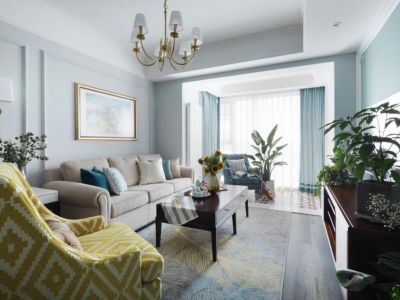 利君首座103平米三室美式风格装修效果图