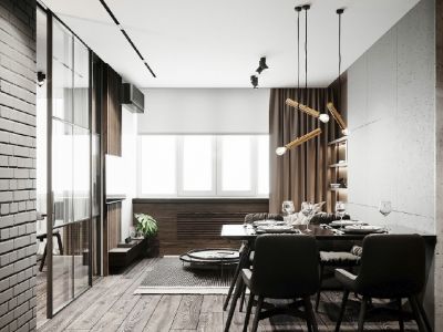 金地悦澜道现代风格85平米三居室装修案例