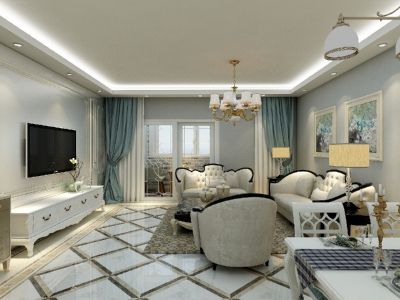 领秀城欧式风格145平米三居室装修案例