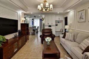 渭南凡想美家装饰-上上国风114.46平米三居室美式风格装修效果，进屋一看我都不舍得走