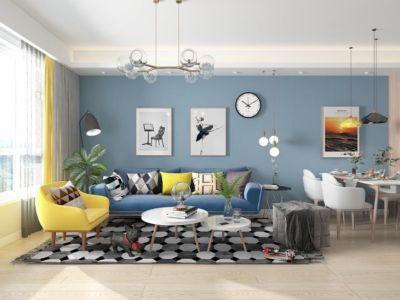 上上国风114.46平米三居室北欧风格