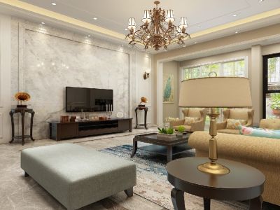 中吴红玺御园美式风格230平米四居室装修案例