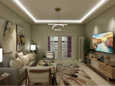 宇宏健康花城122平米三居室装修现代简约风格案例