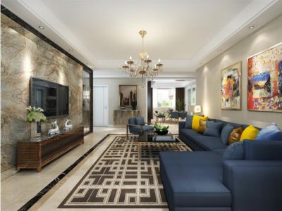 秦都花苑128平米三居室装修现代风格案例