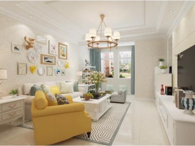 日月星城94平米二居室装修简美风格案例