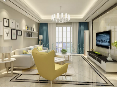 保儿东山现代风格98平米三居室装修案例