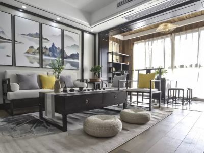 国宾壹号新中式风格114平米三居室装修案例