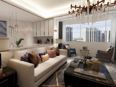 太平洋城欧式风110平米三居室装修设计案例