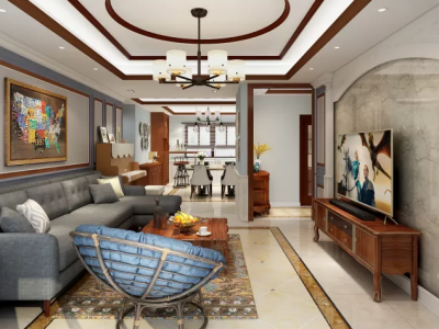 万达茂美式风格141平米四居室装修案例