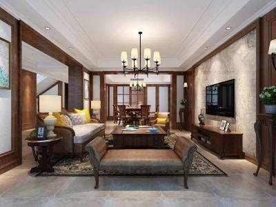 阳光花园450平米美式风格别墅设计案例