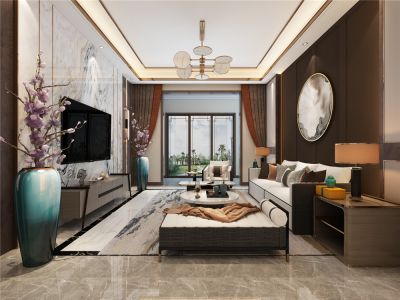 古城小区140平米新中式风格三居室装修案例