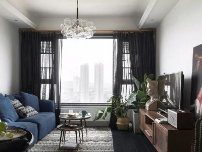 浦新小区极简风68平米二居室装修设计案例