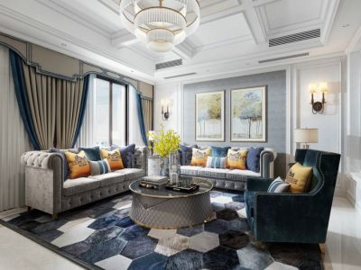 景枫你山美式风格221平米别墅装修案例