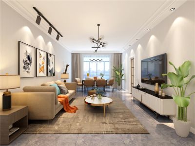 古城小区140平米三室两厅现代轻奢风格装修案例