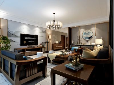 御康山庄180平米新中式轻奢四居装修案例