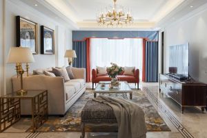 渭南交换空间装饰-泰安民生景园142平米三居室美式风格效果图