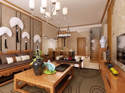 公园道壹号中式风别墅120平米装修设计效果欣赏