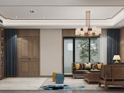 西亭家园400平别墅新中式风格装修案例