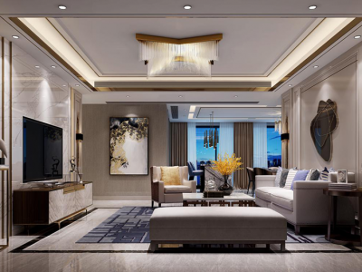 万科金域蓝湾现代风格170平米四居室装修案例