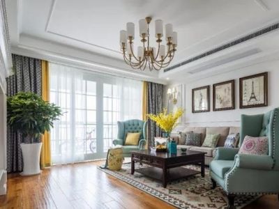 虹悦城德盈国际美式风格145平米四居室装修案例