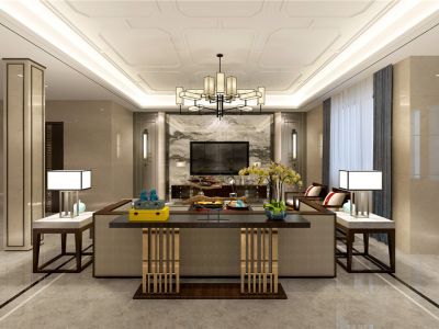 旭辉上河苑别墅新中式风格装修案例