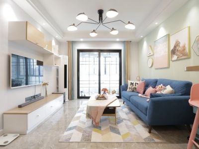 诸暨未来城85平北欧风三口之家装修设计效果图案例