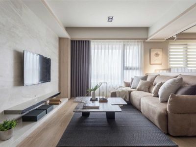 诸暨大唐碧桂园125平三居室原木色家居装修设计效果图案例