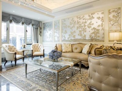 中海丽春湖墅合院美式风格304平米复式装修案例