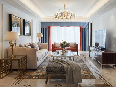 世纪嘉园美式风格120平米三居室装修案例