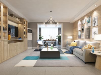 蓬莱公寓现代风格134平米三居室装修案例