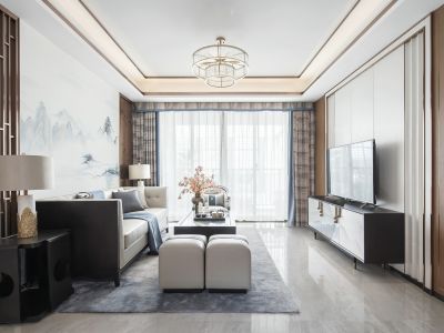 鹭湖宫126平米新中式风格设计案例