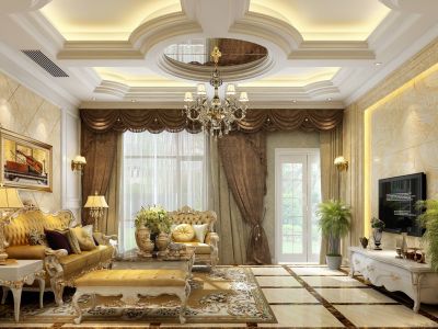 鹭湖宫欧式风格260平米别墅效果图案例