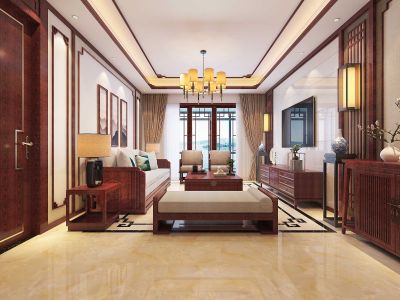 虞城建业城130平米三居中式风格装修案例