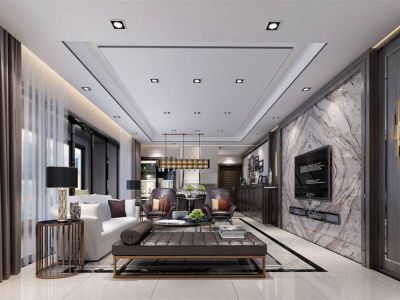 莲湖广场110平米三居室现代简约风格装修案例