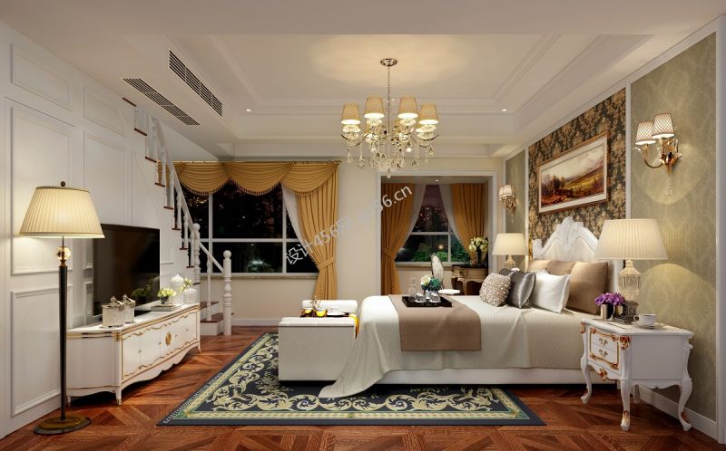 欧式风格260平米别墅卧室灯装修效果图