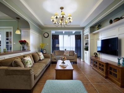 凯旋城130平米美式三居室装修案例