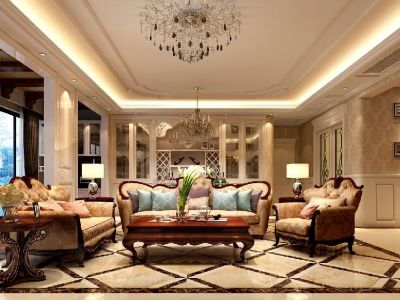 华润幸福里别墅美式风格装修案例